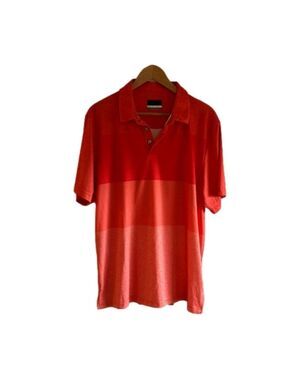 Jack Nicklaus Orange 3 Tones Golf Collared Polo Short Sleeves Shirt Size Large